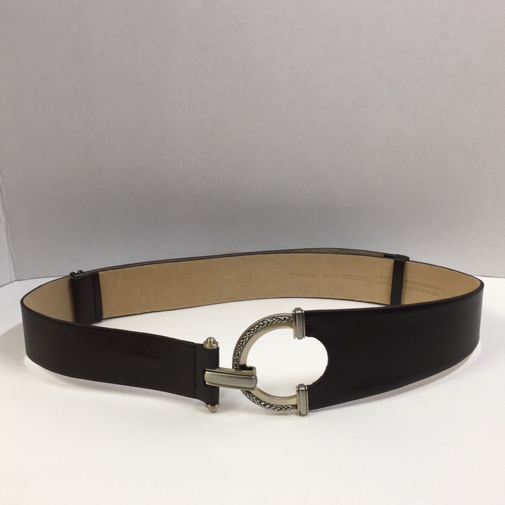 Chico’s Brown Belt with silver and gold buckle M/L